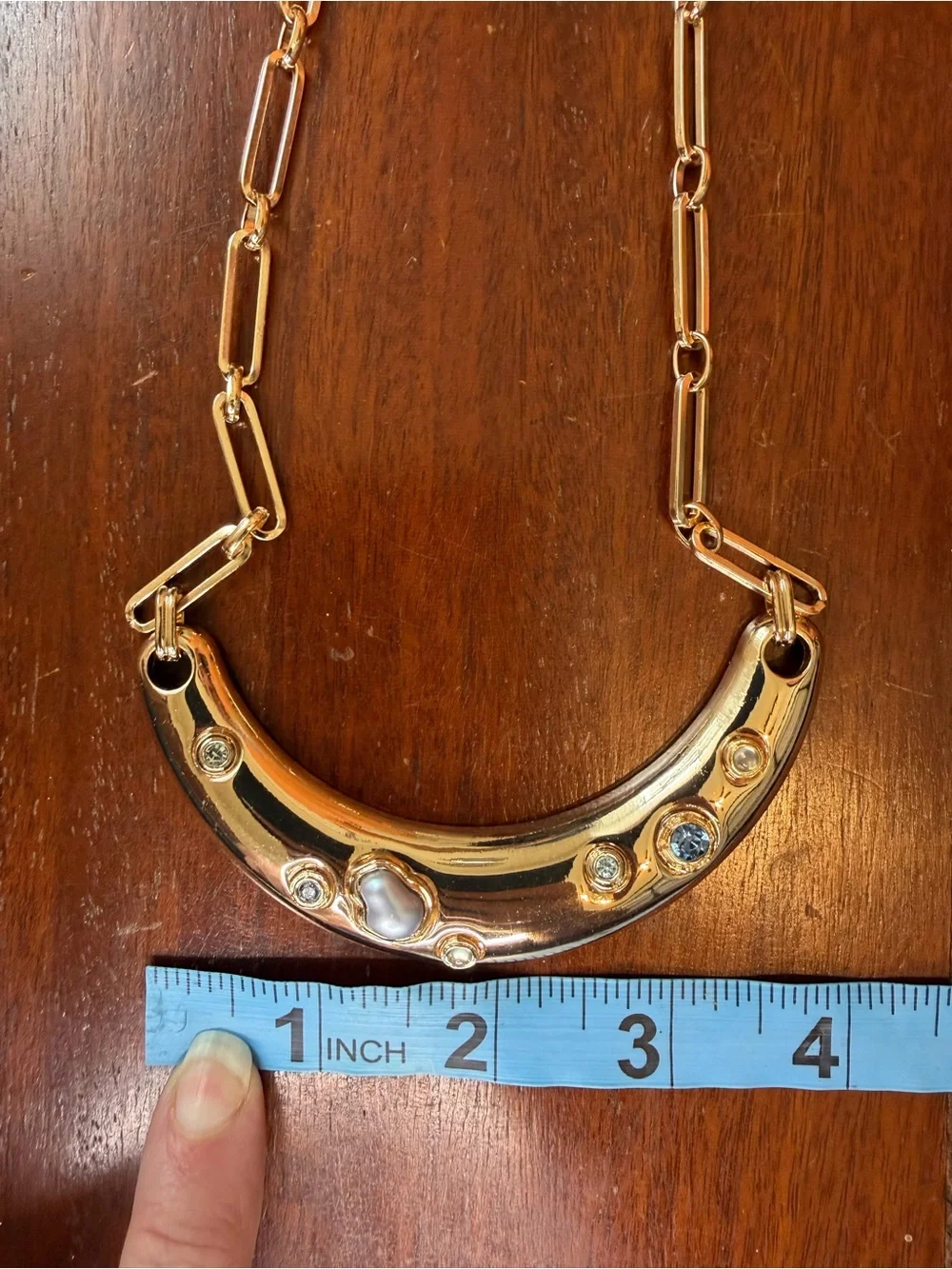 INC International Concepts Gold Crescent Necklace with Hoop Earrings